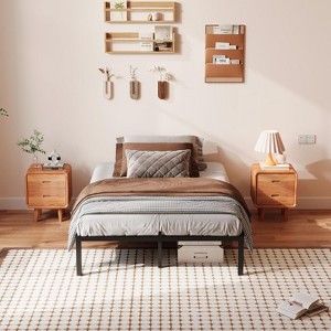 6/12" TWIN/Full Metal Platform Bed Frame, Heavy Duty Steel Slat Support, Noise-Free, Storage Space - 1 of 4
