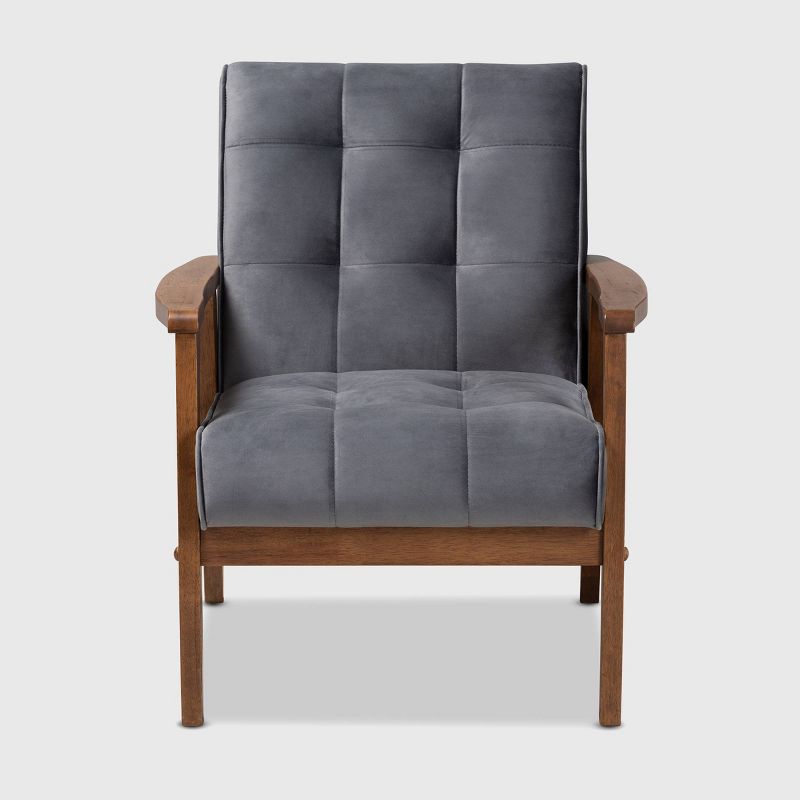 Asta Velvet Upholstered Wood Armchair - Baxton Studio, 3 of 13