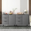 Okak Fluted Storage Cabinet Dresser with LED,Wood Clothes Organizer,Double Chest of 6 Drawers for Bedroom/Hallway/Living Room,Easy Assembly - 3 of 4