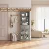 Garvee 66.5" Farmhouse Tall Slim Storage Cabinet with 5 Tiers, Glass Doors & Drawer ¨C Gray Wood Grain Wooden Bookcase, Gray - 3 of 4