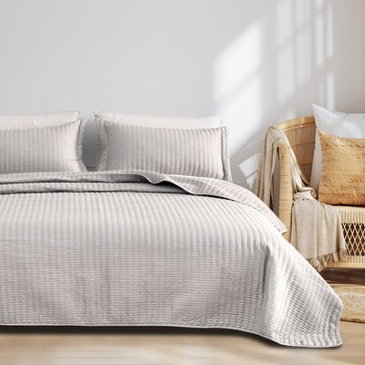 Solid Basketweave Quilt Bedding Set - Isla Jade