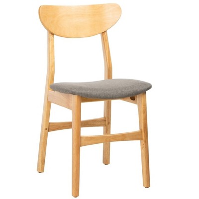 Transitional Gray-Brown Wood Upholstered Side Chair, Set of 2