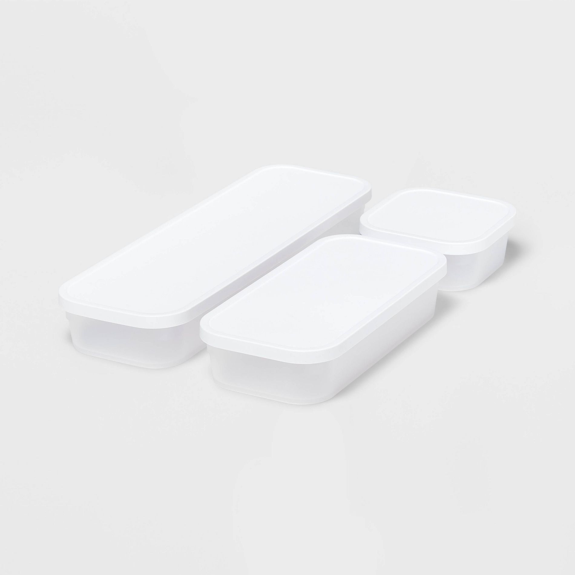 3pk Click in Place Shallow Insert Storage Containers 46oz/30oz/13oz White and Clear - Brightroom™