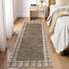 Modern Bordered Plaid Runner Rug 2x6 Ft Soft Thin Washable Hallway Runner with Non-Slip TPR Rubber Backing, Foldable Low Pile Non Shedding Rug - 4 of 4