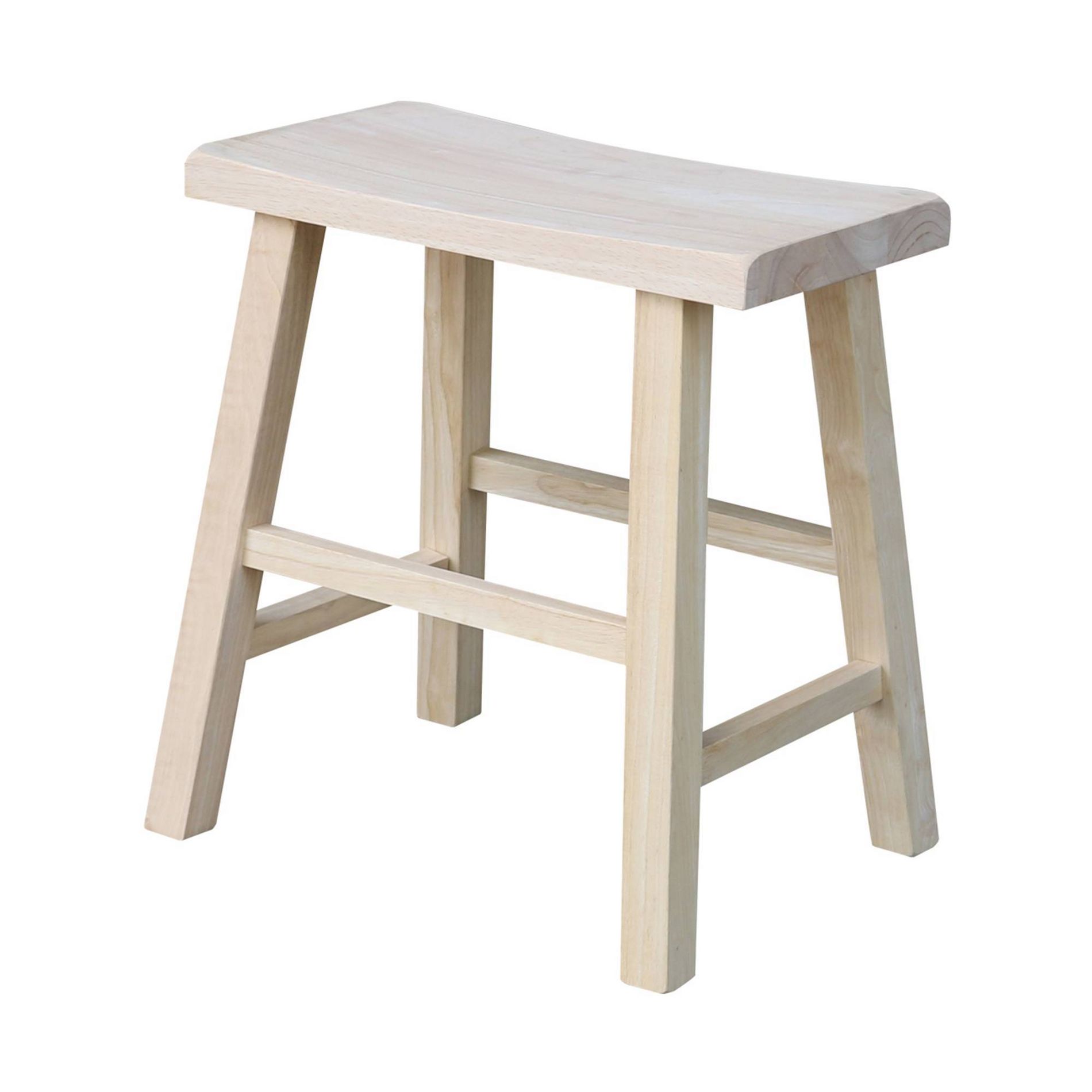 18" Saddle Seat Stool Hardwood Natural - International Concepts: Durable Parawood, No Assembly Required