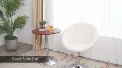 Modern Adjustable Swivel Accent Chair in Tufted Black PU Leather