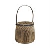 Natural Wood Planter Pails Set of 2 – 11.75"H & 14"H with Metal Handles – By Melrose - 3 of 4