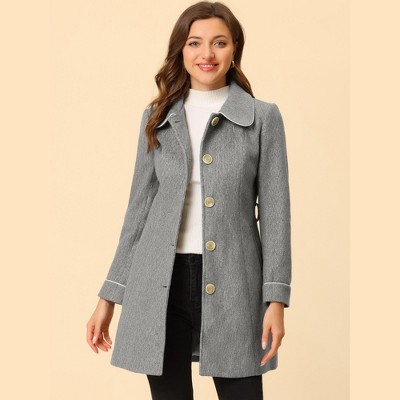 INSPIRE CHIC Women's Winter Elegant Lapel Collar Long Trench Coat Light Grey Large — фото 2