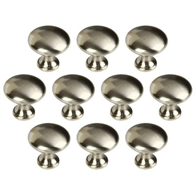 Brushed Nickel Round Mushroom Knob, Steel, 10 Pack