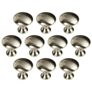 Brushed Nickel Round Mushroom Knob, Steel, 10 Pack - 1 of 4