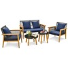Tangkula 5PCS Rattan Woven Conversation Set Stable Acacia Wood Frame for Backyard Patio - 2 of 4