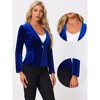 Allegra K Women's Long Sleeve Office Collarless 1 Button Velvet Blazer - 2 of 4