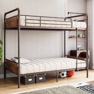 Whizmax Twin Over Twin Metal Bunk Bed with High Guardrail and Ladder, Twin Size Convertible Metal Bunk Beds for Kids/Teens/Adults,Easy Assembly - 1 of 4