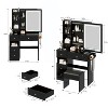 ZHUTA Small Space Left Drawer Desktop Vanity Table + Cushioned Stool, Extra Large Touch Control Sliding LED Mirror, Tri-color Switching - 3 of 4