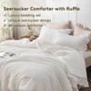 Queen Seersucker Comforter Set, 3 Pieces, White, Lightweight Fluffy, All Season, 1 Ruffle Comforter, 2 Pillow Shams - 3 of 4