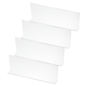 Unique Bargains Acrylic Smooth L-Shaped Bedroom Kitchen Office Shelf Dividers 4 Pcs - 1 of 4
