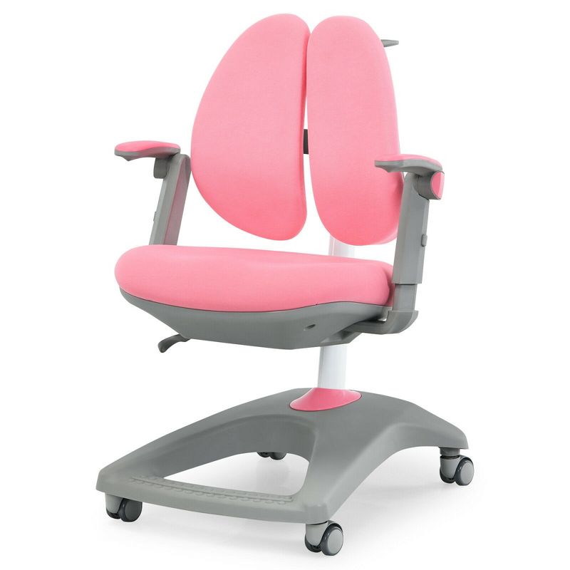 Costway Kids Desk Study Chair Adjustable Height Depth w/ Sit-Brake Casters, 1 of 11