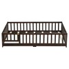 Dolonm Full Size Floor Bed with Safety Fence & Door, Low-Profile Rubber Wood Kids Bed - 2 of 4