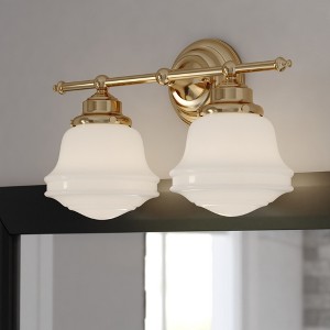 VAXCEL Huntley LED Compatible Farmhouse Bathroom Vanity Wall Fixture White Schoolhouse Glass - 1 of 4