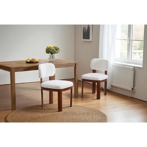 Farmhouse Upholstered Wooden Dining Chairs Set of 2, Armless Side Chairs with Natural Wood Legs for Kitchen, Dining Room, or Living Room - 1 of 4