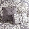 Lyngins 7-Piece Cotton Sateen Comforter Set – Intricate Damask Print, Reversible Solid Design, Hypoallergenic, Oeko-Tex Certified, Queen Bedding Set - 3 of 4