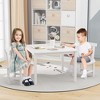 Costway Wooden Kids Table and 2 Chairs Set with Rubber Wood Legs Anti-slip Foot Pads White/Gray - 2 of 4