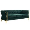 3-Seater Velvet Tufted Sofa with Wood Frame and Gold Metal Legs, 87 inch Long Modern Upholstered Couch for Living Room or Apartment-Koiai - 2 of 4