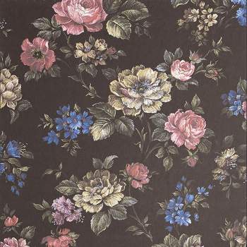 Muse Black and Multicolor Floral Paste the Wall Wallpaper