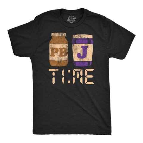 Мужские футболки Crazy Dog T-Shirts, Inc. Mens Funny T Shirts PBnJ Time Sarcastic Peanut Butter and Jelly Graphic Novelty Tee for Men - Crazy Dog Men's T Shirt For Foodies Black M