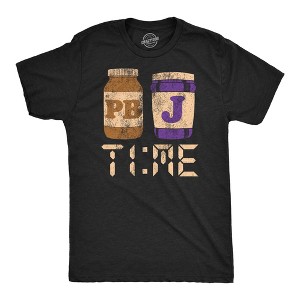 Mens Funny T Shirts PBnJ Time Sarcastic Peanut Butter and Jelly Graphic Novelty Tee for Men - Crazy Dog Men's T Shirt For Foodies - 1 of 4