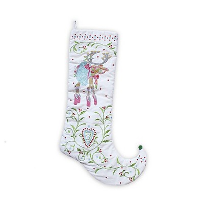 Patience Brewster 28" White and Red Dancer Embroidered Christmas Stocking