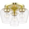 Livex Lighting Willow 3 - Light Flush Mount in  Satin Brass - 3 of 4