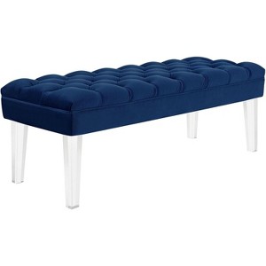 Modway Valet Upholstered Bench in Navy – Tufted Performance Velvet Seat with Clear Acrylic Legs for Bedroom or Entryway - 1 of 4