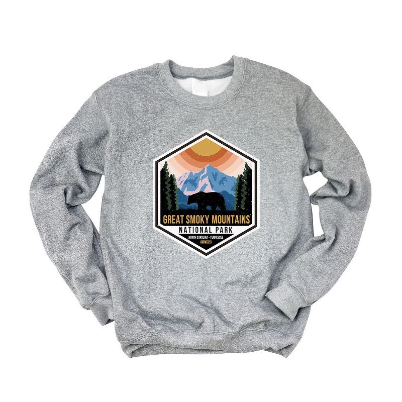 Simply Sage Market Women's Graphic Sweatshirt Great Smoky Mountains National Park Badge, 1 of 5
