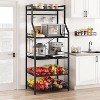 Kitchen Bakers Rack with Large Wire Baskets & 8 Hooks, Industrial Microwave Oven Stand Coffee Bar Station, Kitchen Utility Storage Shelf - 3 of 4