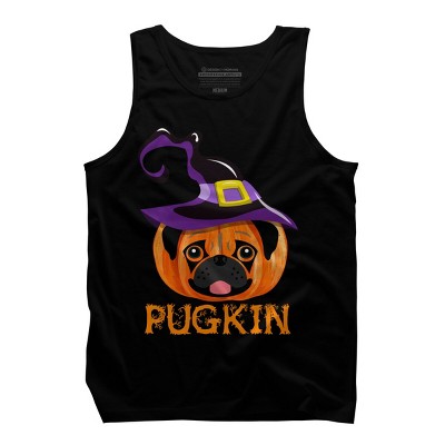 Men's Design By Humans Pugkin Pumpin Halloween By trantanphat95 Tank Top