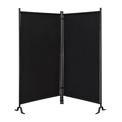 Proman Products Galaxy II Room Divider – Water-Repellent Black Fabric, Black Metal Frame, Large 74.25" Wide, Indoor/Outdoor Use
