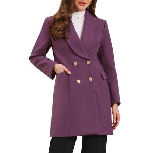 INSPIRE CHIC Women's Winter Double Breasted Lapel Neck Long Sleeve Outerwear Overcoat - 1 of 4