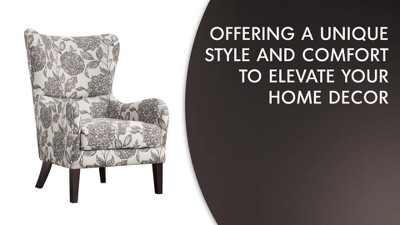 Taupe Multi High Wingback Accent Chair with Wood Legs
