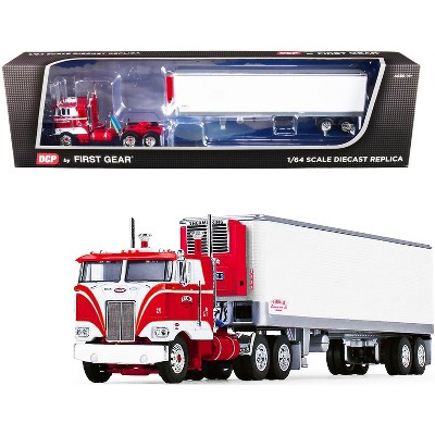 Peterbilt 352 COE 86" Sleeper Cab Red w/ Vintage 40' Trailer "Pirkle Refrigerated Freight Lines" 1/64 Diecast by DCP/First Gear