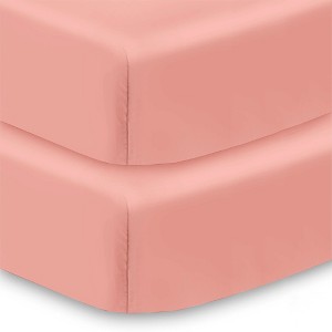 BreathableBaby Cotton Percale Fitted Sheet, For 52" x 28" Crib & Toddler Bed Mattress (2-Pack) Solid - 1 of 4