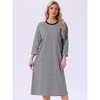 INSPIRE CHIC Womens Nightgown Cotton Stripe Long Sleeve Built-in Bra Pattern Round Neck Winter Midi Sleepwear Nightdress - 3 of 4