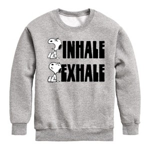 Boys' - Peanuts - Snoopy Inhale Exhale Graphic Long Sleeve Fleece Sweatshirt - 1 of 4