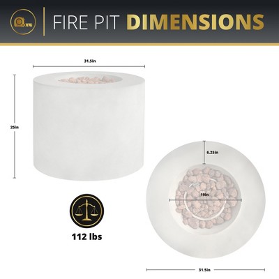 Loren 32-Inch Round Gray Concrete Propane Fire Pit Table