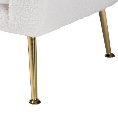 Beige Leather-Wood Contemporary Accent Chair with Angled Metal Legs