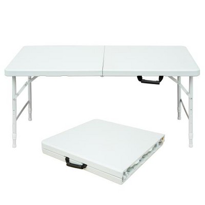 SYFERLORY 4ft Portable Folding Table Indoor&Outdoor Maximum Weight 135KG Foldable Table for Camping White