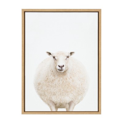 Natural Framed Canvas Sheep Portrait by Amy Peterson, 18x24
