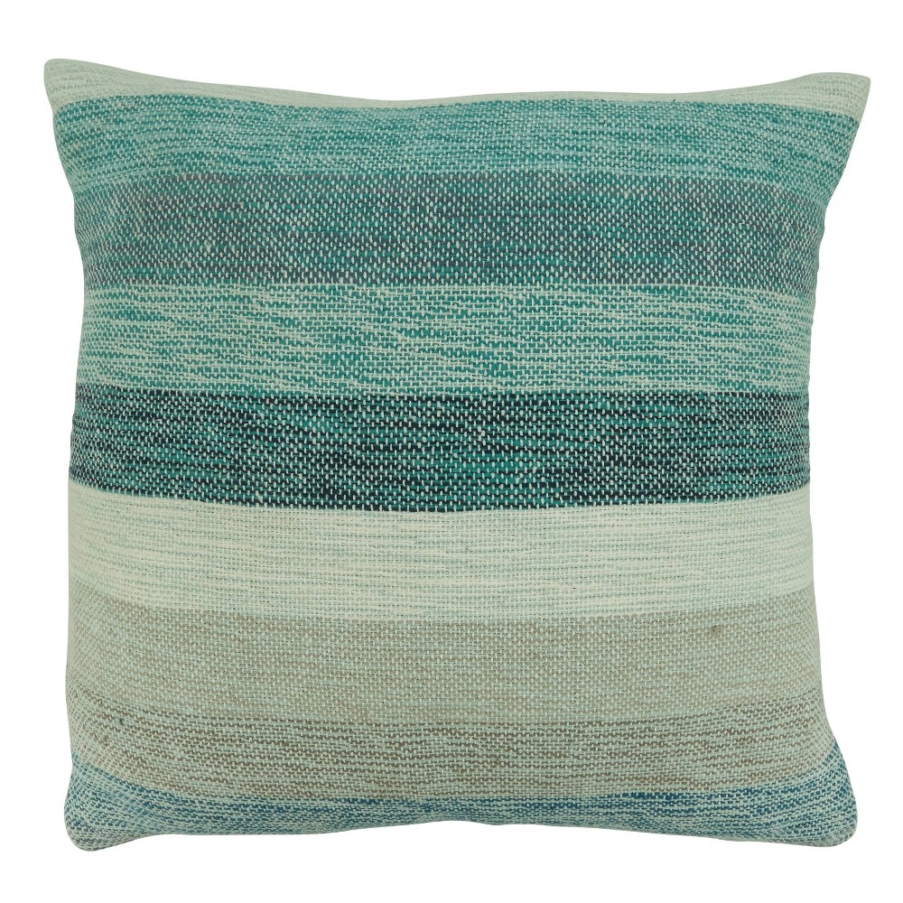 Photos - Pillow 20"x20" Oversize Striped with Poly Filling Square Throw  Aqua Blue 