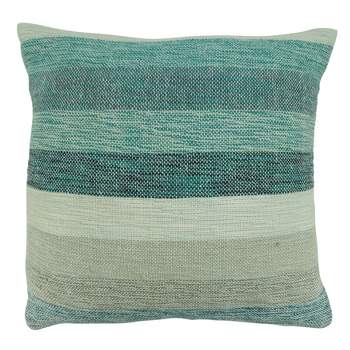20"x20" Oversize Striped with Poly Filling Square Throw Pillow Aqua Blue - Saro Lifestyle