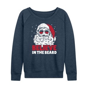 Women's - Instant Message - Believe In The Beard Christmas Santa Lightweight French Terry Slouchy - 1 of 4